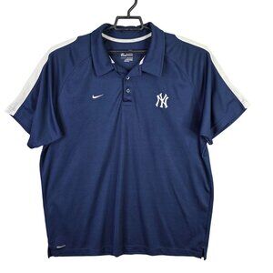 Mens Nike Fit Yankees Navy Polo Shirt Short Sleeve Polyester Athletic Size XXL